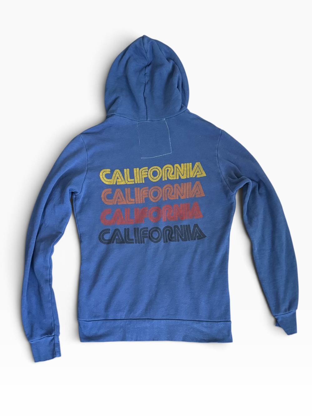 Aviator Nation Unisex Blue Zip-Up Hoodie "California" Multicolor Graphic on Back